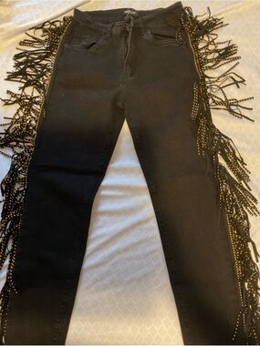 Black Fringe Studded Women’s Jeans